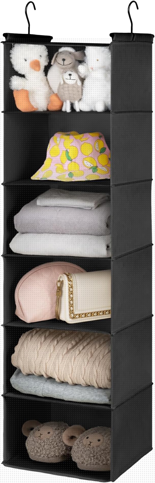 GRANNY SAYS 6 Shelf Hanging Closet Organizers and Storage, Collapsible Closet Hanging Organizer with 2 Sturdy Hooks, Large Ha