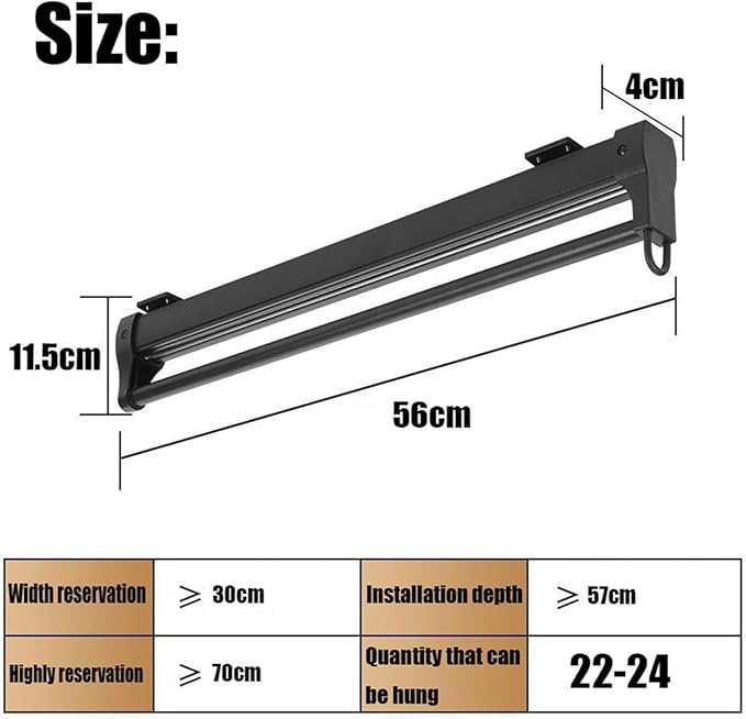 Adjustable Sliding Clothes Rail, Extendable Wardrobe Rod for Pull-Out Hanger Rack, 360-560Mm Closet Organizer for Scarves, Je