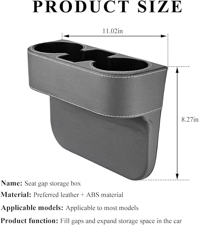 DXNQ Car Cup Holder Gap Filler Organizer, Multifunctional Auto Front Console Gap Filler with Cup Holder, Leather Extra Cup Ho
