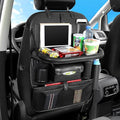 Car Backseat Organizer with Foldable Table Tray,Car Storage Organizer with Tablet Holder,Car Seat Back Protectors Kick Mats,Premium PU Leather Material,Compatible with Most Vehicles
