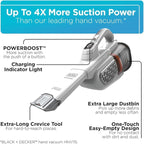 BLACK+DECKER Dust Buster Hand Held Vacuum Cordless Rechargeable, Portable Vacuum for Car, Extended Runtime, Powerful Suction,