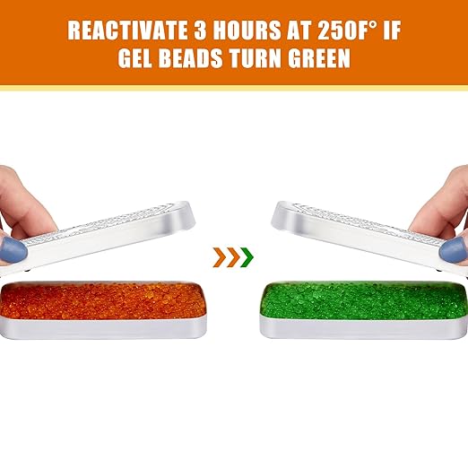 6 Pack 40 Gram Silica Gel Canister Dehumidifier Desiccant Orange to Green Reusable Indicating Desiccant Moisture Absorber