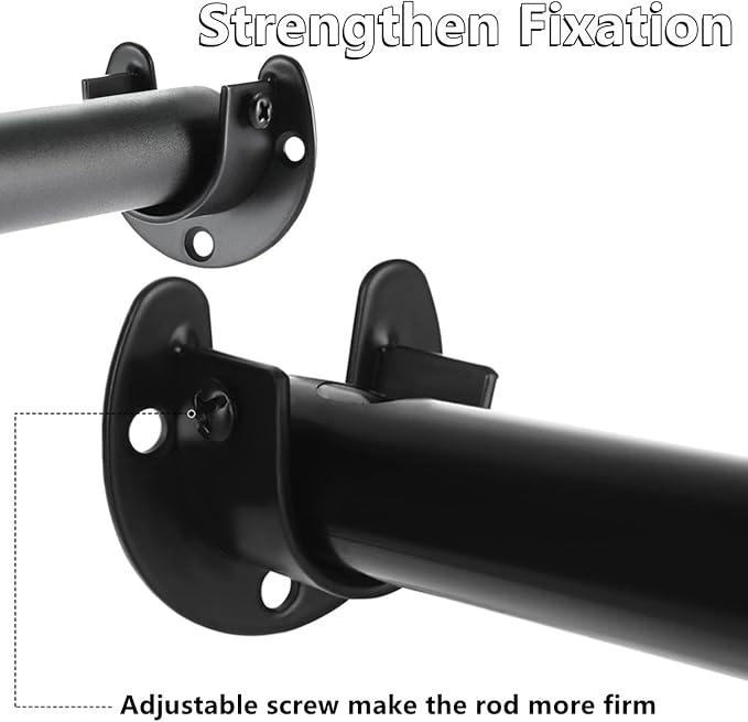 RHBLME 10PCS Stainless Steel Closet Rod Brackets Black, 1-1/4 Inch Diameter U-Shaped Closet Rod Holders, Heavy Duty Closet Ro