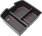 Center Console Organizer Compatible with 2007-2014 Chevy Silverado GMC Sierra Avalanche Tahoe Suburban Yukon Yukon XL Accessories, Floor Mounted Center Console ONLY,Red Trim