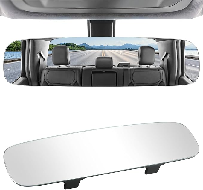 LivTee Frameless Rear View Mirror, Universal 11.81'' (300mm), Wide Angle Panoramic Convex Rearview Mirror, Clip-on to Original to Eliminate Blind Spot for Cars SUV Trucks