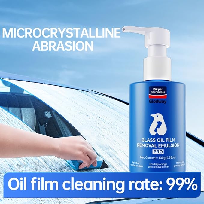 Glodway Glass Cleaner For Car Windshield,Oil film Remover, Streak-Free Shine on Automotive Windows, and Mirrors, Ammonia Free
