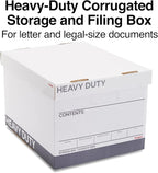 Staples Storage & Filing Box, Heavy-Duty with Handles & Removable Lid, Letter & Legal Size Documents, Stackable, 12-Pack, Whi