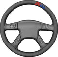 MEWANT USA 250th Anniversary Embroidered Hand Stitch Steering Wheel Cover for Chevy Silverado 1500 2003-2006 1500 Classic 2007 2500HD Classic 3500 Hive Embossed Faux Leather Steering Wheel Wrap