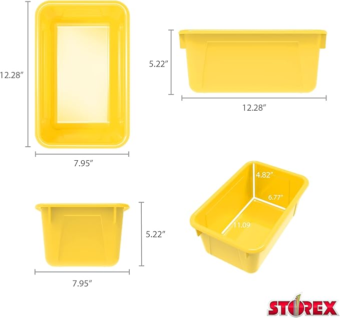 Storex Small Cubby Bins, Pack of 5, 12.2 x 7.8 x 5.1 Inches, Yellow (62410U05C)