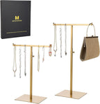Purse Display Stand Jewelry Towers 2 Packs Stainless Steel Bag Stand Tabletop Adjustable Height Double Hook Hanging Jewelry S