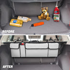 AUCELI Car Trunk Organizer, Backseat Hanging Large Storage with Adjustable Straps, Waterproof Collapsible Cargo Bag with 4 Pockets, Sturdy Space Saver Frees Trunk Floor for SUV, Truck, MPV