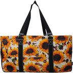 NGIL Extra Large Utility Tote Reusable Grocery Bag Oversized Collapsible for Groceries, Storage, Picnic, Beach (Sunflower W/Cow-black)