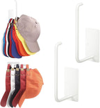 Hat Racks for Baseball Caps 2 Pack, Stainless Steel Adhesive Hat Hanger Hooks Holder for Wall, Multi-Purpose Strong Hook Orga