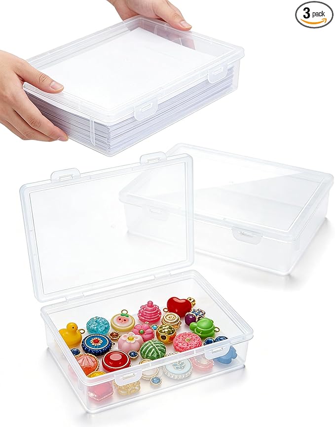 Paper Organizer Box, 3 Pack Plastic File Storage Box Plastic Photo Storage Box Document Organizer, File Portable Project Case