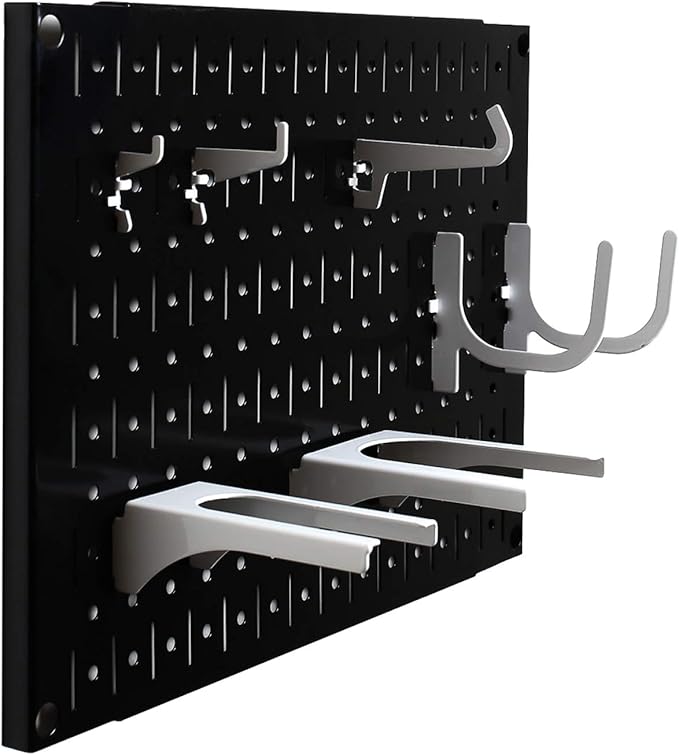 Wall Control Pegboard Wall Organizer Tiles Modular Black Metal Pegboard Tiling Set - Four 12-Inch Tall x 16-Inch Wide Peg Boa