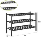 BMOSU 3-Tier Bamboo Shoe Rack Premium Stackable Shoe Shelf Storage Organizer for Hallway Closet Living Room Entryway Organize