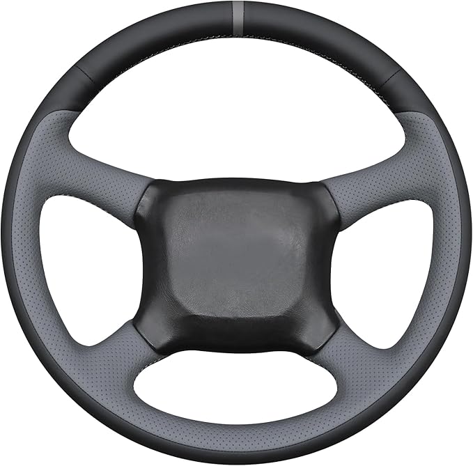 MEWANT Hand Stitch Black Grey Faux Leather Steering Wheel Cover for Chevy Silverado 1500 Astro Blazer C/K Kodiak S10