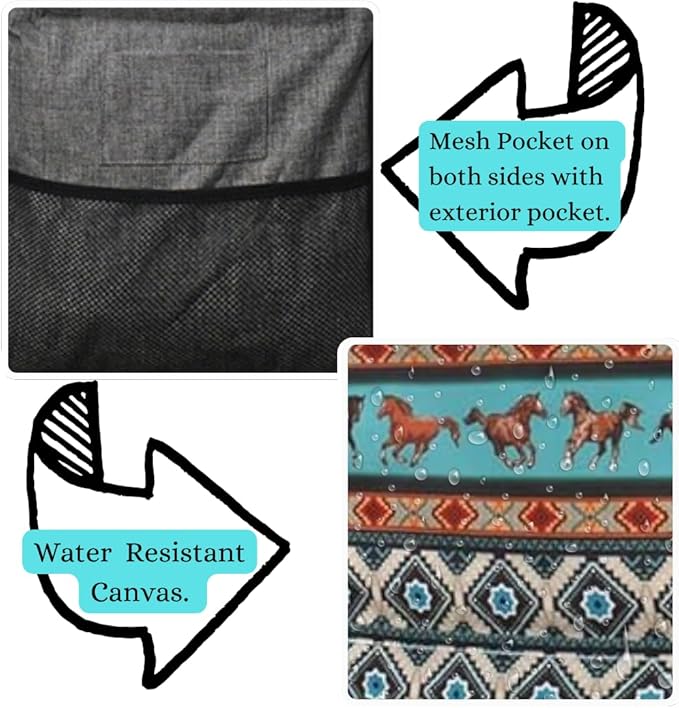 NGIL Extra Large Utility Tote Reusable Grocery Bag Oversized Collapsible for Groceries, Storage, Picnic, Beach (Western Bronco-Black)
