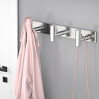 VAEHOLD Silvery Hat and Coat Wall Mount Rack - 3 Hooks for Robes, Bags, Keys, and Towels - Bathroom Towel Hanger Organizer (1