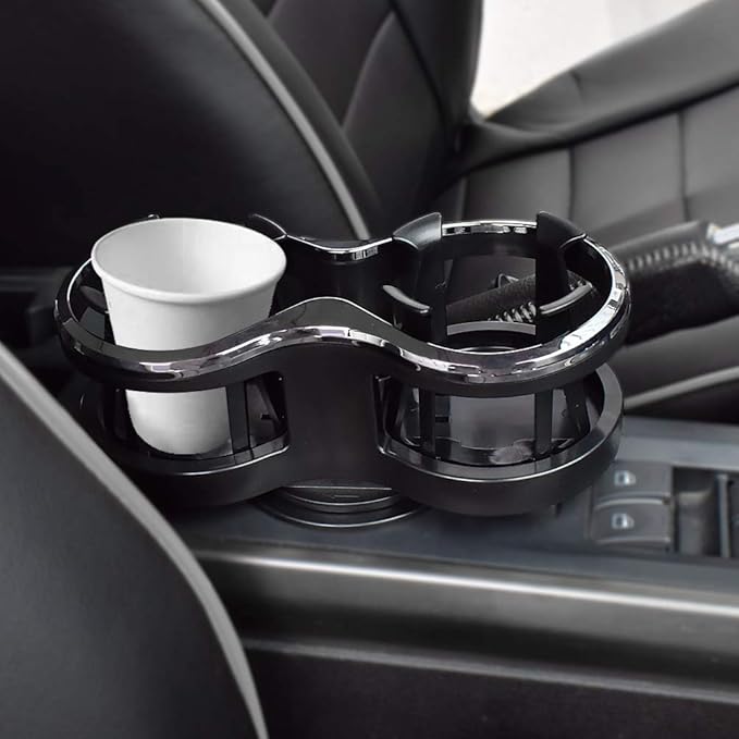 Car Cup Holder Expander 2-in-1 Drink Holder Extender Dual Cupholder Expander Organizer for 12-16oz Cups Cans Milk Ashtray