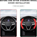 Car Breathable Steering Wheel Cover, Carbon Fiber Wear-Resistant D Shape Steering Wheel Protector for Comfy Grip, Universal N
