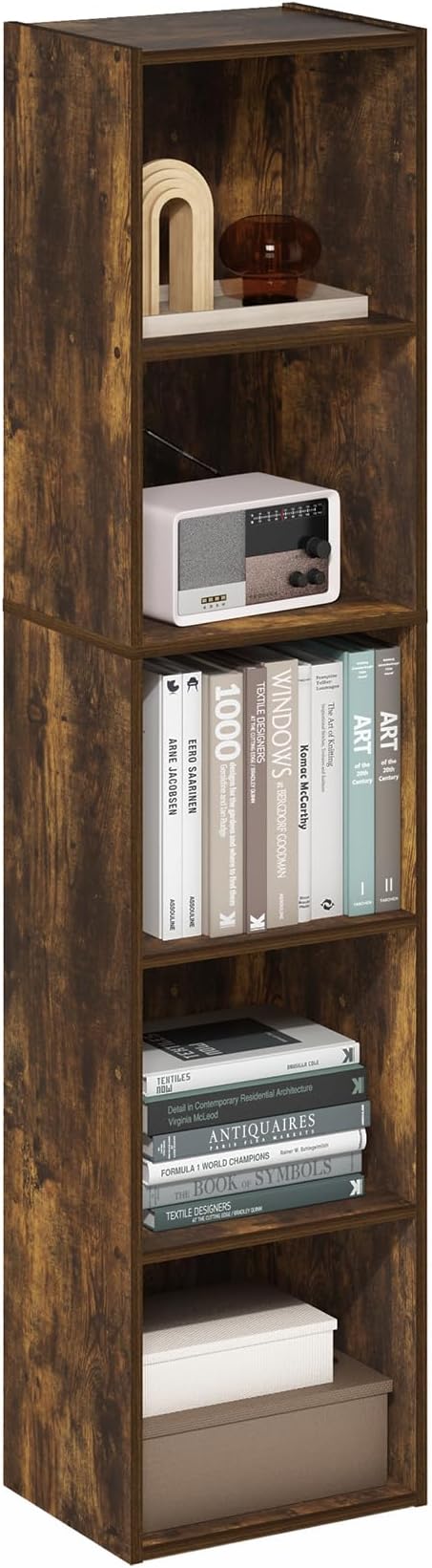 Furinno PASIR Book Shelf, 5-Tier Modern Bookshelf, Open Shelves Bookcase 9 x 12 x 52, Easy Assembly, for Living Room, Bedroom