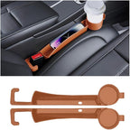 2PCS Car Seat Gap Filler, Soft Carbon Fiber Vehicle Between Seat and Console Organizer with Cup Holder, Prevent Falling Automotive Interior Chair Gap Plug, Universal Fit (Orange)