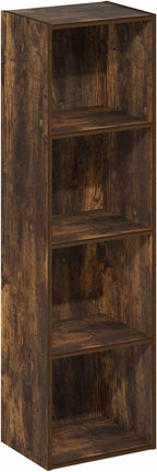 Furinno PASIR Book Shelf, 4-Tier Modern Bookshelf, Open Shelves Bookcase 9 x 12 x 42, Easy Assembly, for Living Room, Bedroom
