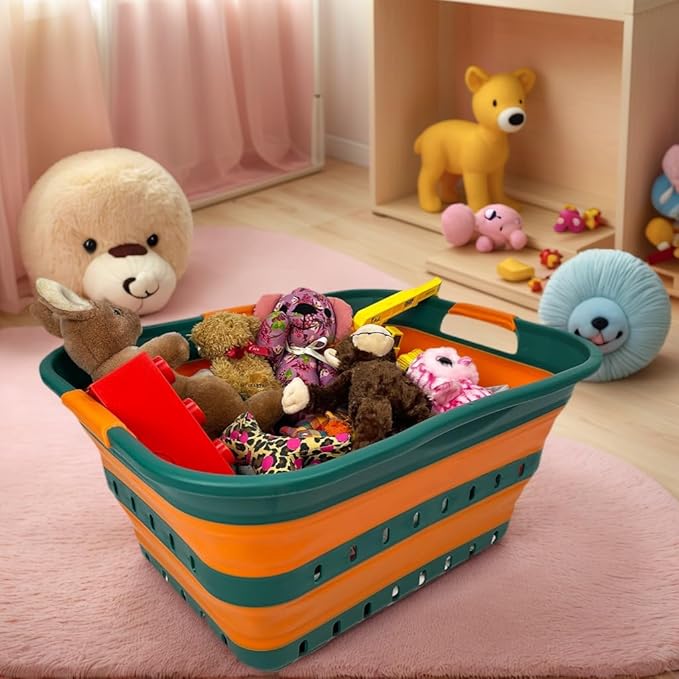 SAMMART 42L (11 gallon) Collapsible Plastic Laundry Basket - Foldable Pop Up Storage Container/Organizer - Space Saving Hampe