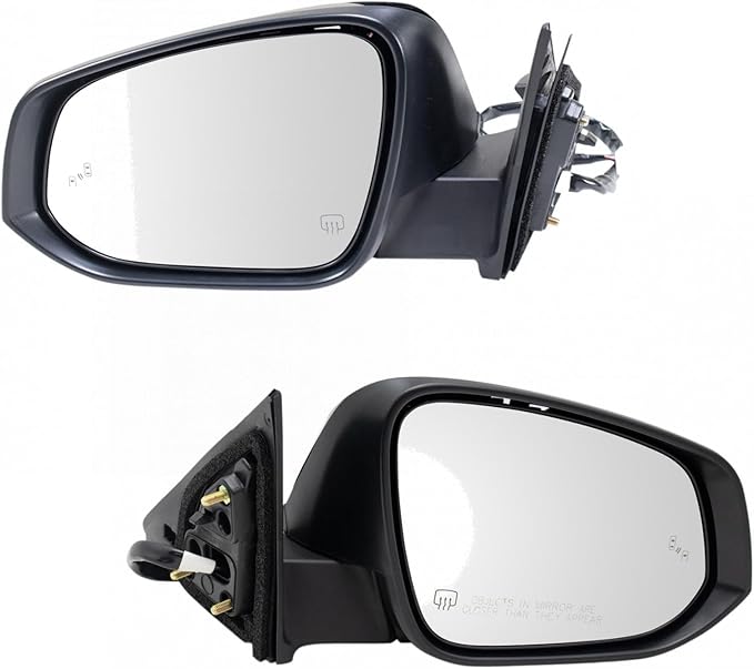 TRQ Driver and Passenger Side Mirror Set Power Heated Blind Spot Detection Puddle Light Paint to Match Compatible with 2014-2