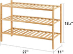 viewcare 3-Tier Free Standing Shoe Racks, Bamboo Wood Shoe Rack for Entryway & Closet, Beautiful | Natural | Functional | Stu