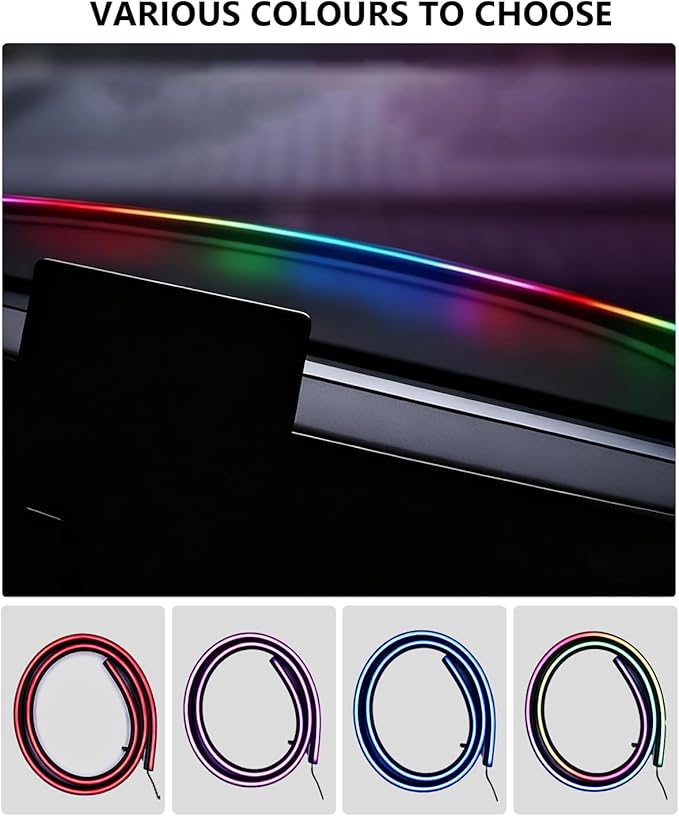 for Tesla LED Car Ambient Lighting Strip Model Y Juniper Model 3 Highland Accessories 2017-2026 Dashboard Windshield Interior LED Light Strip Waterproof Decoration Atmosphere Ambient Lighting