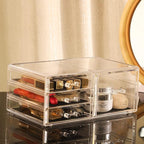 Cq acrylic Clear Stackable Storage Bins,Plastic Medicine Storage Organizer and Small Drawer Organizer with 4 Drawers for Make