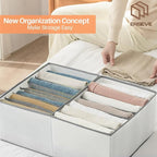 EASEVE Wardrobe Closet Organizer and Storage for Clothes - 7 Grids Foldable Drawer Dividers Organizers for Jeans | Pants | Sh
