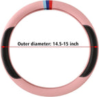 Cxtiy Steering Wheel Cover for BMW X1 X2 X3 X4 X5 X6 330i 530i 740i iX1 iX3 i4 i5 M3 M5 (Pink, Standardized(14.5'-15'))