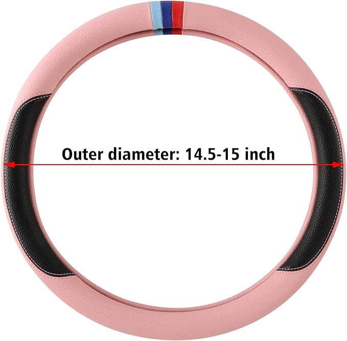Cxtiy Steering Wheel Cover for BMW X1 X2 X3 X4 X5 X6 330i 530i 740i iX1 iX3 i4 i5 M3 M5 (Pink, Standardized(14.5'-15'))