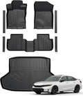 Floor Mats for Honda Civic Sedan 2022-2026/Acura Integra 2023-2026, All Weather Floor Mats Trunk Cargo Liner and Door Sill Guards Accessories, Full Coverage Set (Gas Only, Not fit Manual)