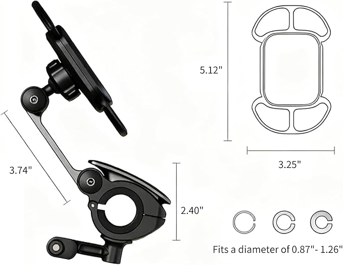 Rcool Universal Bike Phone Mount Holder,with Buckle Mount Base, 360°Rotation Four Corner Fixation for Bicycles Scooter eBike Dirt Road Cruiser Jogging Stroller Torch Light Dash Cam，Silver