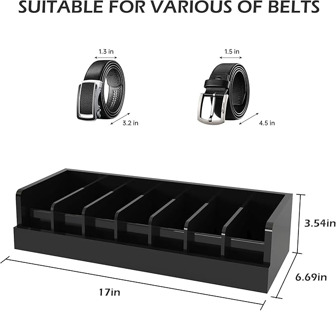 Belt Organizer for Drawer - Bamboo Belt Storage Organizer | Belt Rack for Closet Wall Mount Men Women Tie Sock Bra Scarf Ribb