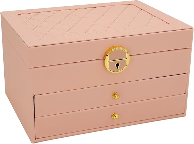 KOOAAICCHI Jewelry Box for Women, 3-Layer Jewelry Organizer, Jewelry Storage Case PU Leather for Earrings, Bracelets, Ring, N