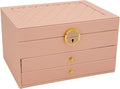 KOOAAICCHI Jewelry Box for Women, 3-Layer Jewelry Organizer, Jewelry Storage Case PU Leather for Earrings, Bracelets, Ring, N