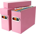 File Organizer Box with Lid & Handle, Thickened Cardboard Hanging File Folder Storage Boxes for Letter Size, Portable Filing 