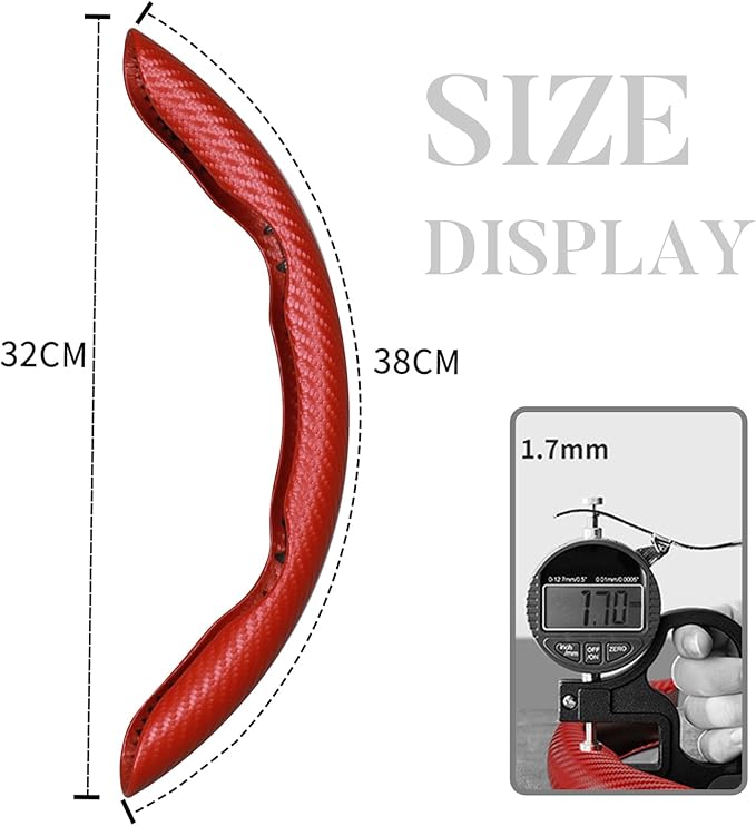 Carbon Fiber Steering Wheel Cover Anti-Slip Wrap Snap on Car