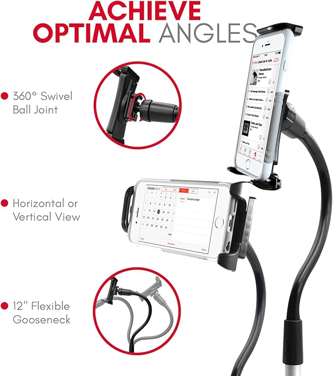 Macally Car Seat Rail Mount - Super Secure Tablet and Phone Holder for Car, Truck, and Any Vehicle - Adjustable Gooseneck iPad Mount - Works With All iPad, iPhone, Tablets