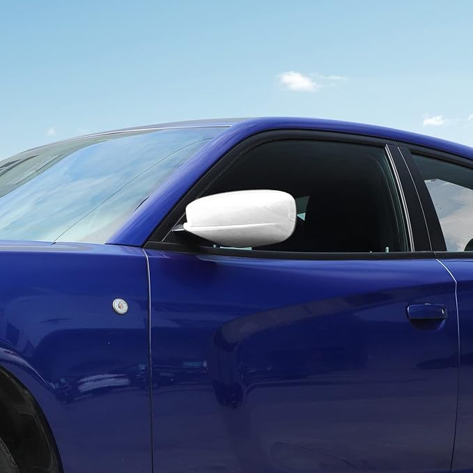 Voodonala for Charger Rearview Mirror Cover Decoration Trim for 2010-2020 Dodge Charger, White ABS 2pcs