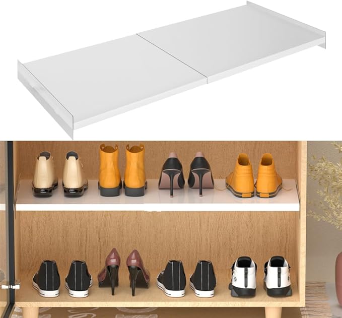 Slideep Closet Shelf Expandable Closet Organizer, Heavy Duty Adjustable Clothes Hanger Rack, DIY Space Saver Layered Separato