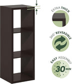 Furinno Cubicle Book Shelf, 3-Cube Bookshelf, Extra Thick Frame Horizontally & Vertically Reversible Bookcase with Open Back,