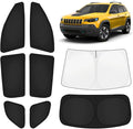 KUST Car Window Shades for Jeep Cherokee 2014-2023 (No Grand Cherokee) Windshield Sun Shade Side Window Cover UV Block Privacy Protection Accessories for Camping Blackout Rear Back Full Set 8PCS