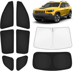 KUST Car Window Shades for Jeep Cherokee 2014-2023 (No Grand Cherokee) Windshield Sun Shade Side Window Cover UV Block Privacy Protection Accessories for Camping Blackout Rear Back Full Set 8PCS