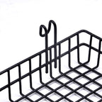Black Metal Wire Hanging Basket, Multifunction Creative Mesh Wall Grid Holder Storage Organizer Plant Holder Shelf Flower Pot